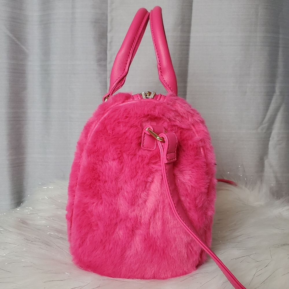 JUICY COUTURE pink free love fur satchel crossbody bag - Picture 6 of 9